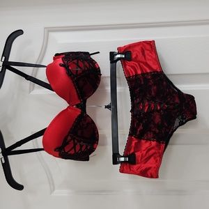 Sexy Red Satin Bra & Panty